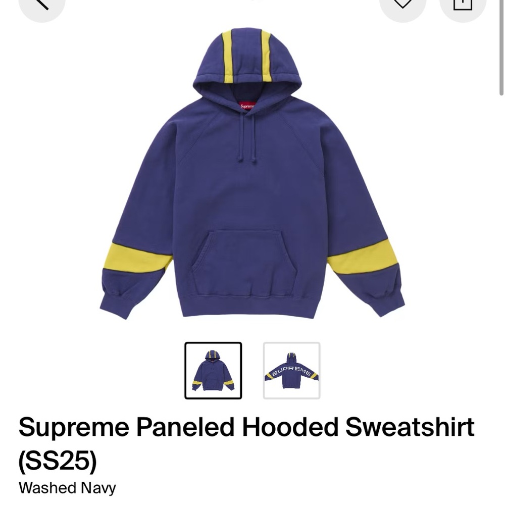 Supreme Navy and Yellow Paneled Hoodie